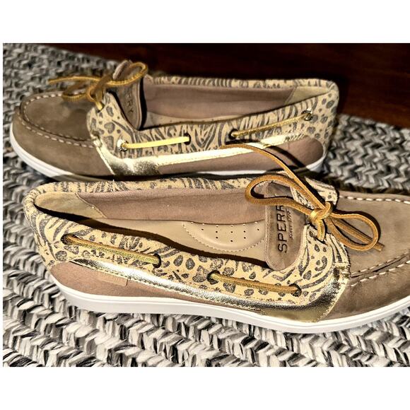 Sperry Women's Size 9 Brown Top Sider Leopard Cheetah Print Slip on Boat Shoes - Picture 6 of 10